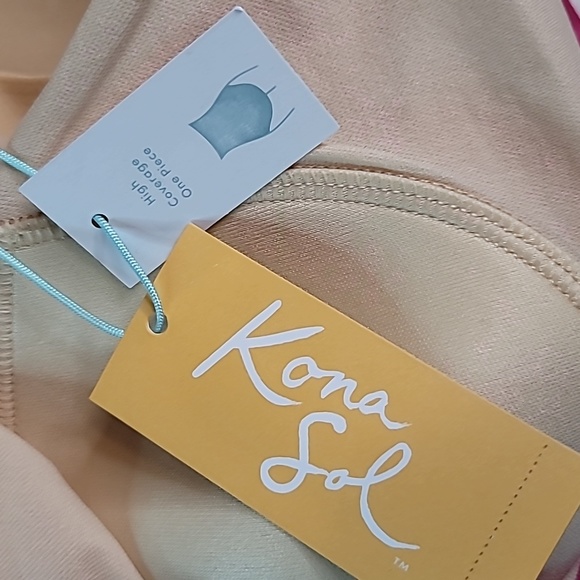 One Shoulder Ruffle PinkFull Coverage One Piece Swimsuit - Kona Sol - Picture 10 of 12